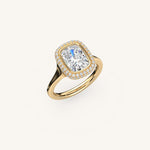 Load image into Gallery viewer, The Lunea – Floating Bezel Solitaire Solara Halo Engagement Ring