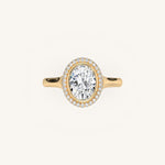 Load image into Gallery viewer, The Lunea – Floating Bezel Solitaire Solara Halo Engagement Ring