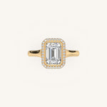 Load image into Gallery viewer, The Lunea – Floating Bezel Solitaire Solara Halo Engagement Ring