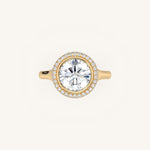 Load image into Gallery viewer, The Lunea – Floating Bezel Solitaire Solara Halo Engagement Ring