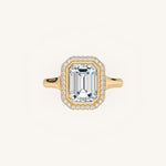 Load image into Gallery viewer, The Lunea – Floating Bezel Solitaire Solara Halo Engagement Ring