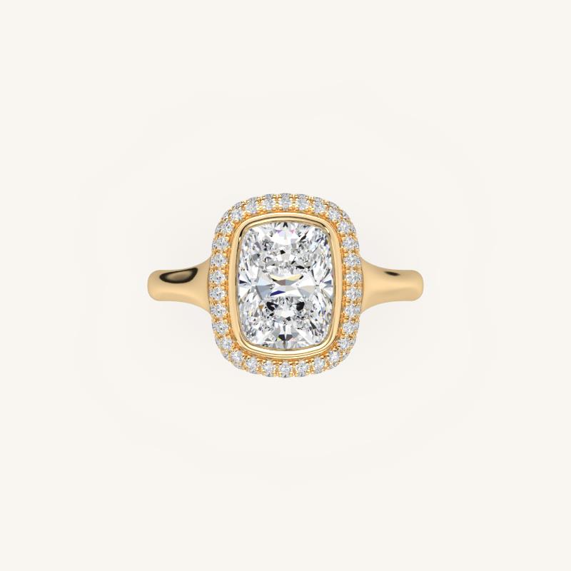 The Lunea – Floating Bezel Solitaire Solara Halo Engagement Ring