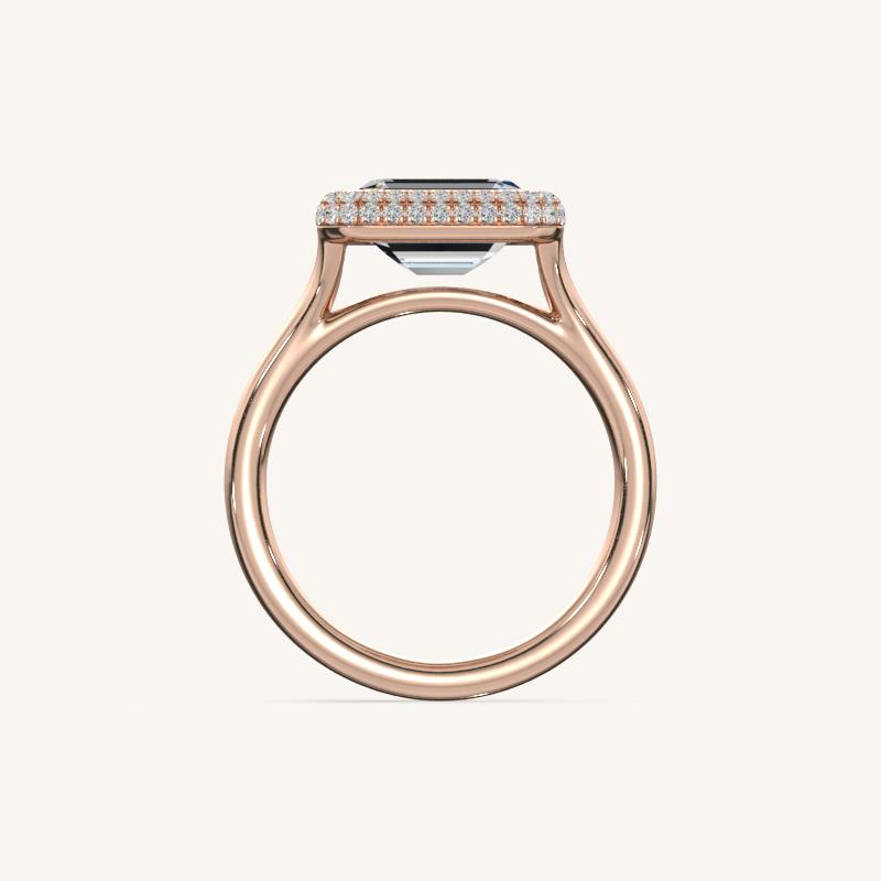 The Lunea – Floating Bezel Solitaire Solara Halo Engagement Ring (E-W)