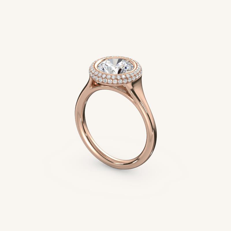 The Lunea – Floating Bezel Solitaire Solara Halo Engagement Ring (E-W)