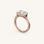 Load image into Gallery viewer, The Lunea – Floating Bezel Solitaire Solara Halo Engagement Ring (E-W)