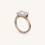 Load image into Gallery viewer, The Lunea – Floating Bezel Solitaire Solara Halo Engagement Ring (E-W)