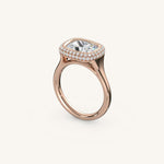 Load image into Gallery viewer, The Lunea – Floating Bezel Solitaire Solara Halo Engagement Ring (E-W)