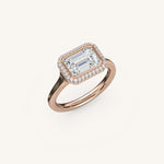 Load image into Gallery viewer, The Lunea – Floating Bezel Solitaire Solara Halo Engagement Ring (E-W)