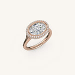 Load image into Gallery viewer, The Lunea – Floating Bezel Solitaire Solara Halo Engagement Ring (E-W)