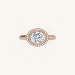 Load image into Gallery viewer, The Lunea – Floating Bezel Solitaire Solara Halo Engagement Ring (E-W)