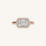 Load image into Gallery viewer, The Lunea – Floating Bezel Solitaire Solara Halo Engagement Ring (E-W)