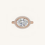 Load image into Gallery viewer, The Lunea – Floating Bezel Solitaire Solara Halo Engagement Ring (E-W)