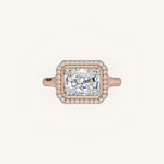 Load image into Gallery viewer, The Lunea – Floating Bezel Solitaire Solara Halo Engagement Ring (E-W)