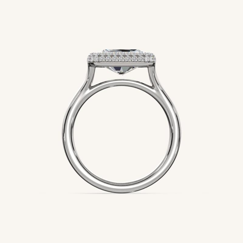 The Lunea – Floating Bezel Solitaire Solara Halo Engagement Ring (E-W)