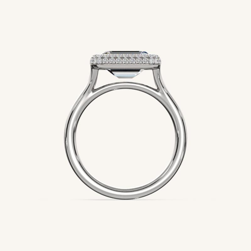 The Lunea – Floating Bezel Solitaire Solara Halo Engagement Ring (E-W)