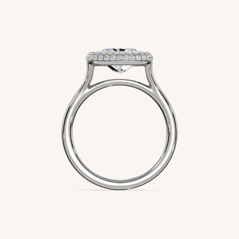 The Lunea – Floating Bezel Solitaire Solara Halo Engagement Ring (E-W)