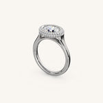 Load image into Gallery viewer, The Lunea – Floating Bezel Solitaire Solara Halo Engagement Ring (E-W)