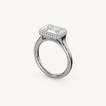 Load image into Gallery viewer, The Lunea – Floating Bezel Solitaire Solara Halo Engagement Ring (E-W)