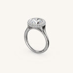 Load image into Gallery viewer, The Lunea – Floating Bezel Solitaire Solara Halo Engagement Ring (E-W)