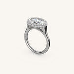 Load image into Gallery viewer, The Lunea – Floating Bezel Solitaire Solara Halo Engagement Ring (E-W)