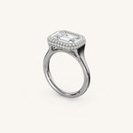 Load image into Gallery viewer, The Lunea – Floating Bezel Solitaire Solara Halo Engagement Ring (E-W)