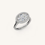 Load image into Gallery viewer, The Lunea – Floating Bezel Solitaire Solara Halo Engagement Ring (E-W)