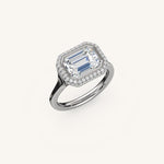 Load image into Gallery viewer, The Lunea – Floating Bezel Solitaire Solara Halo Engagement Ring (E-W)