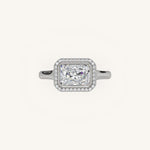 Load image into Gallery viewer, The Lunea – Floating Bezel Solitaire Solara Halo Engagement Ring (E-W)