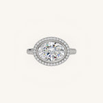 Load image into Gallery viewer, The Lunea – Floating Bezel Solitaire Solara Halo Engagement Ring (E-W)