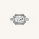 Load image into Gallery viewer, The Lunea – Floating Bezel Solitaire Solara Halo Engagement Ring (E-W)