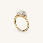 Load image into Gallery viewer, The Lunea – Floating Bezel Solitaire Solara Halo Engagement Ring (E-W)