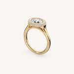 Load image into Gallery viewer, The Lunea – Floating Bezel Solitaire Solara Halo Engagement Ring (E-W)