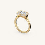 Load image into Gallery viewer, The Lunea – Floating Bezel Solitaire Solara Halo Engagement Ring (E-W)