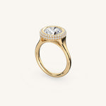 Load image into Gallery viewer, The Lunea – Floating Bezel Solitaire Solara Halo Engagement Ring (E-W)