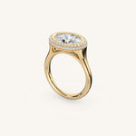 Load image into Gallery viewer, The Lunea – Floating Bezel Solitaire Solara Halo Engagement Ring (E-W)