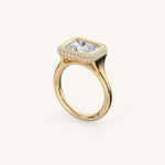 Load image into Gallery viewer, The Lunea – Floating Bezel Solitaire Solara Halo Engagement Ring (E-W)