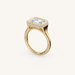 Load image into Gallery viewer, The Lunea – Floating Bezel Solitaire Solara Halo Engagement Ring (E-W)