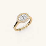Load image into Gallery viewer, The Lunea – Floating Bezel Solitaire Solara Halo Engagement Ring (E-W)