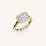 Load image into Gallery viewer, The Lunea – Floating Bezel Solitaire Solara Halo Engagement Ring (E-W)