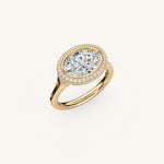 Load image into Gallery viewer, The Lunea – Floating Bezel Solitaire Solara Halo Engagement Ring (E-W)