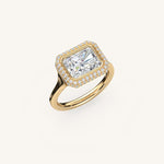 Load image into Gallery viewer, The Lunea – Floating Bezel Solitaire Solara Halo Engagement Ring (E-W)
