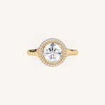 Load image into Gallery viewer, The Lunea – Floating Bezel Solitaire Solara Halo Engagement Ring (E-W)