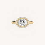 Load image into Gallery viewer, The Lunea – Floating Bezel Solitaire Solara Halo Engagement Ring (E-W)