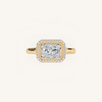 Load image into Gallery viewer, The Lunea – Floating Bezel Solitaire Solara Halo Engagement Ring (E-W)