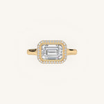 Load image into Gallery viewer, The Lunea – Floating Bezel Solitaire Solara Halo Engagement Ring (E-W)