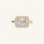 Load image into Gallery viewer, The Lunea – Floating Bezel Solitaire Solara Halo Engagement Ring (E-W)