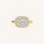 Load image into Gallery viewer, The Lunea – Floating Bezel Solitaire Solara Halo Engagement Ring (E-W)