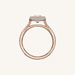 Load image into Gallery viewer, The Lunea – Floating Bezel Solitaire Solara Halo Engagement Ring with ¾ Diamond Shank