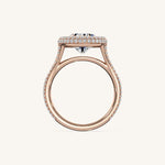 Load image into Gallery viewer, The Lunea – Floating Bezel Solitaire Solara Halo Engagement Ring with ¾ Diamond Shank