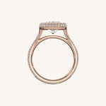 Load image into Gallery viewer, The Lunea – Floating Bezel Solitaire Solara Halo Engagement Ring with ¾ Diamond Shank